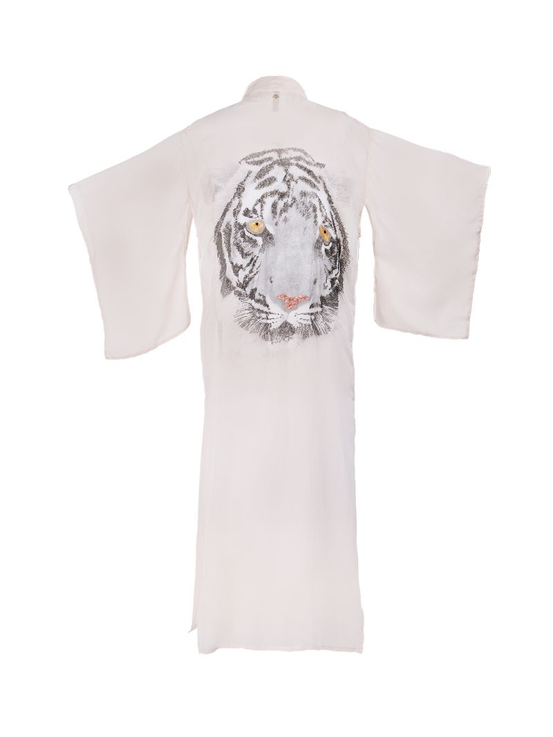 Adri TIger kimono in blush color - ghost back view