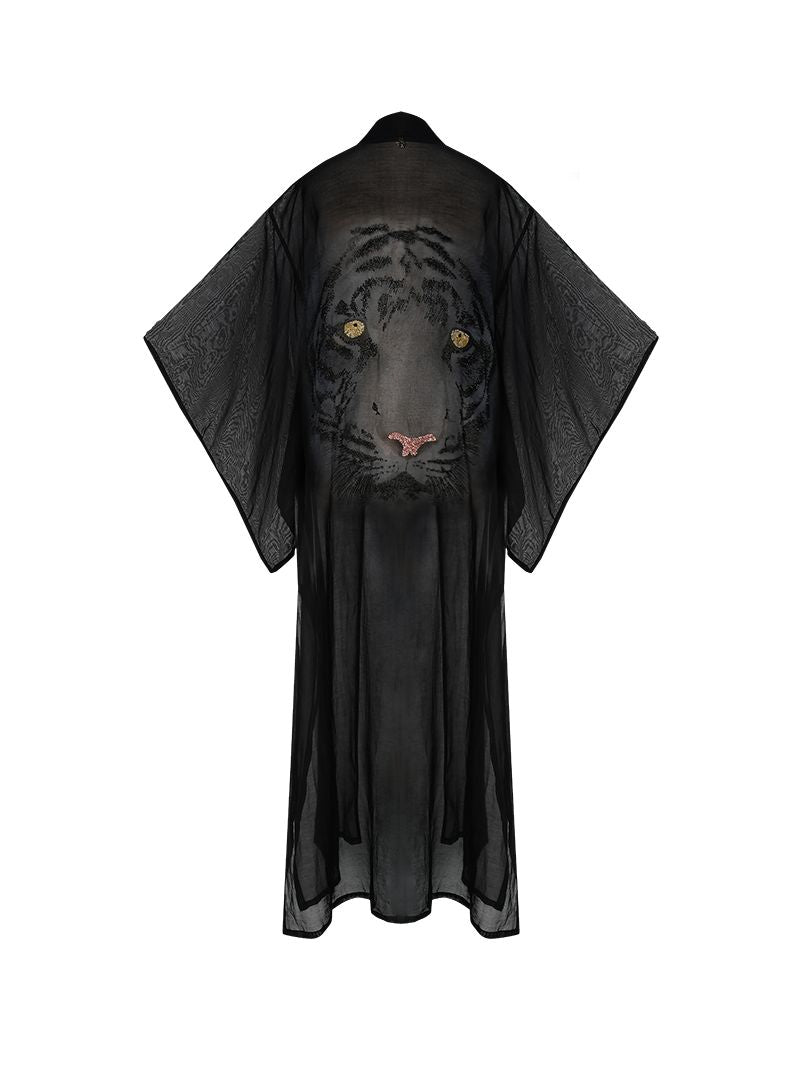 Adri Tiger kimono in black - ghost back view