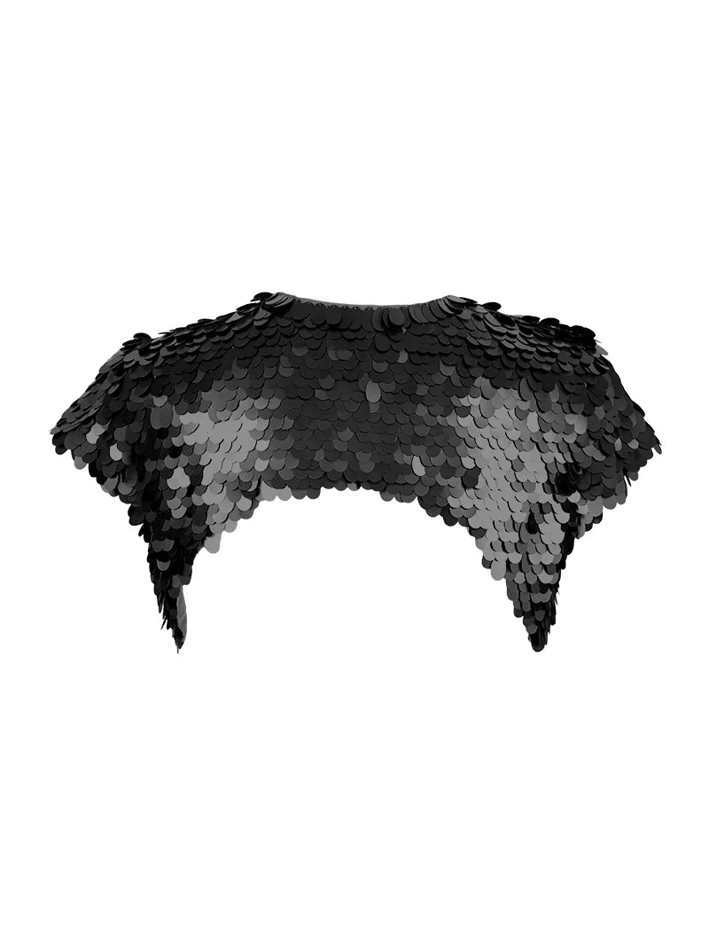Armour sequin vest in black - ghost back view