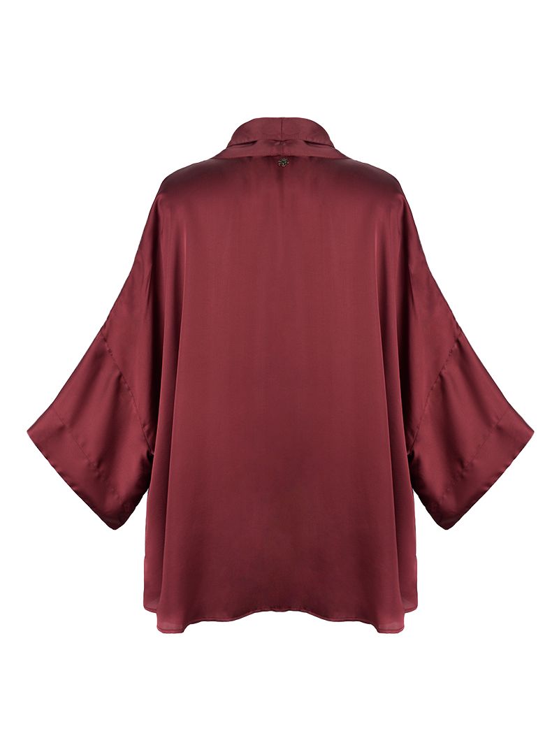 Isyana Kimono in Wine color - ghost back view