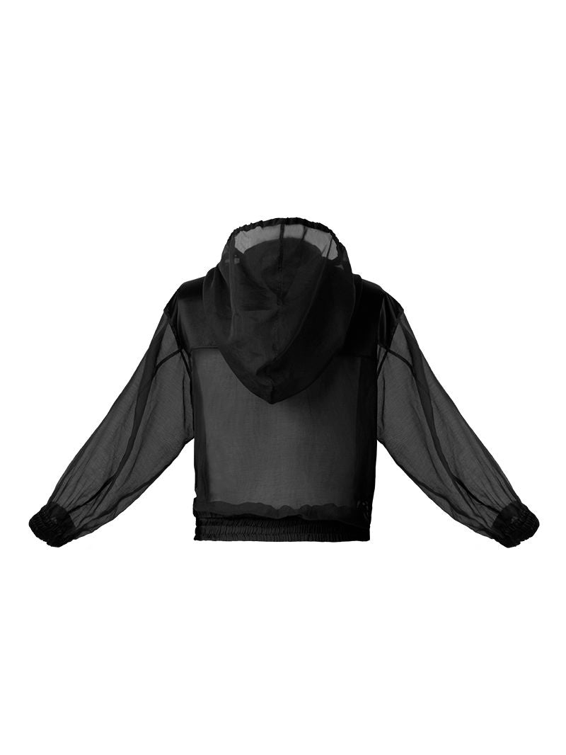 Sheer bomber black jacket - ghost back view 