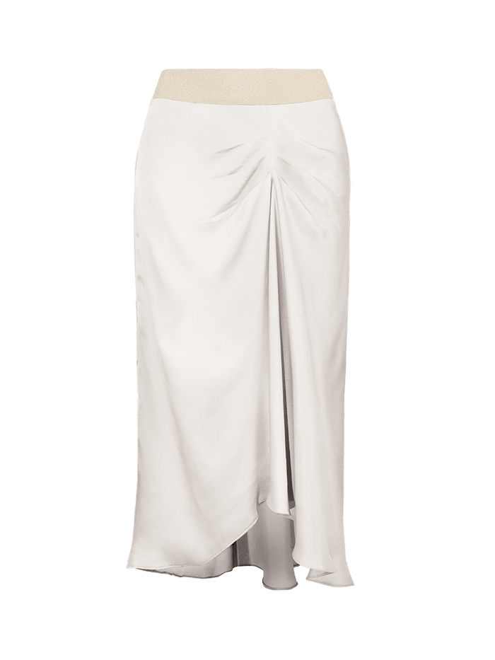 Alya midi skirt in Vanilla color - ghost front view