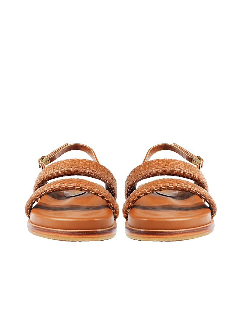 Charlie Flats in Caramel - front low angle view