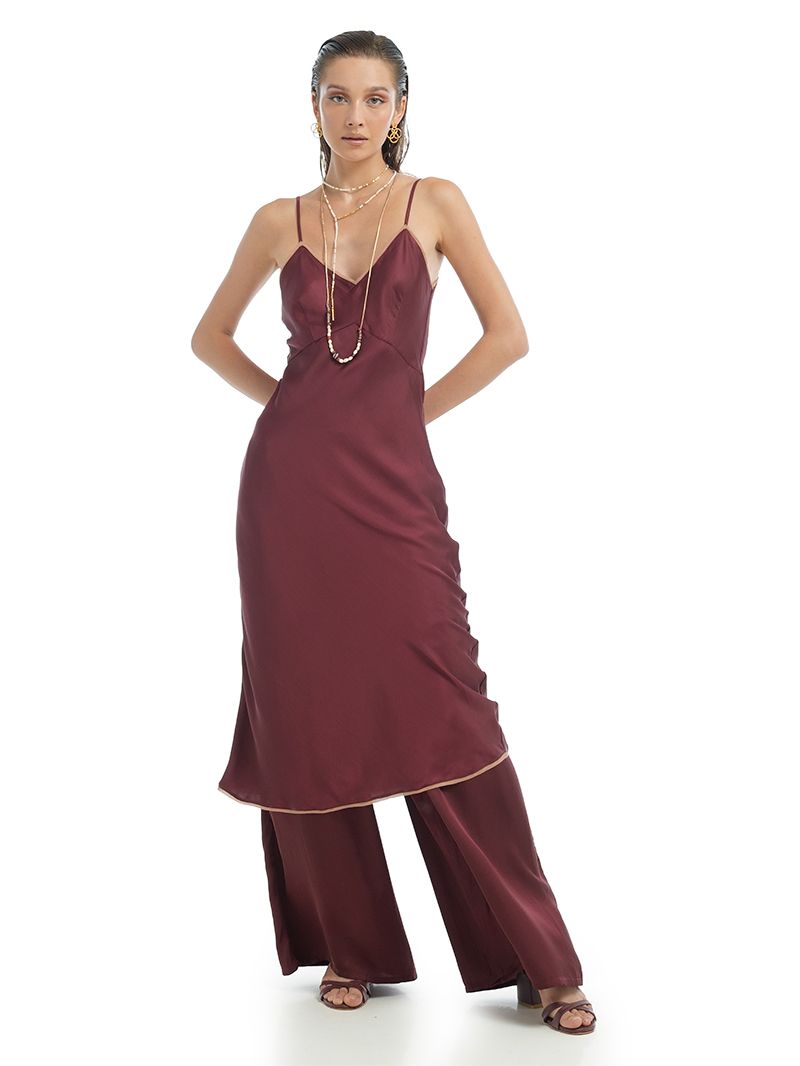 wine dress midi Melody Midi Dress Wine – Silky Viscose Satin