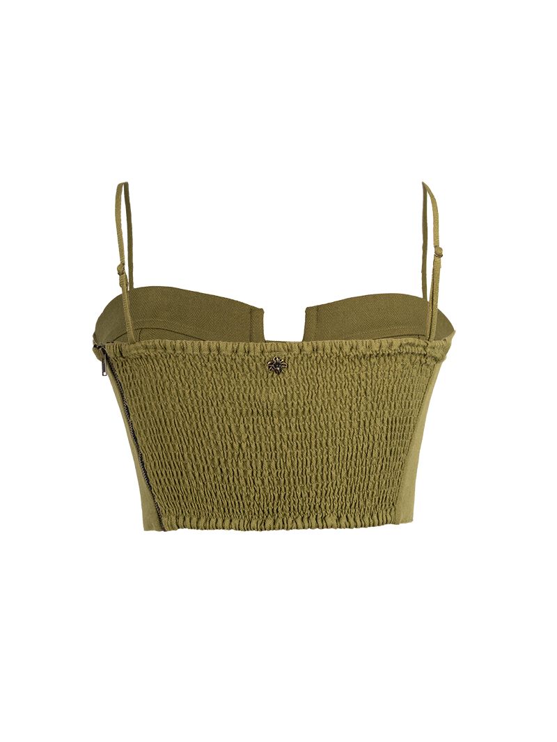 Dani Bustier Top in Matcha - ghost back view, handcrafted at Lily Jean's atelier in Bali