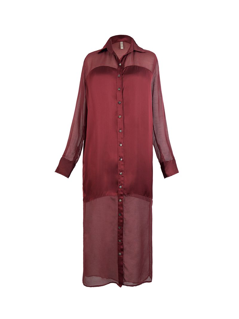 Josie shirt dress in Wine - ghost front view