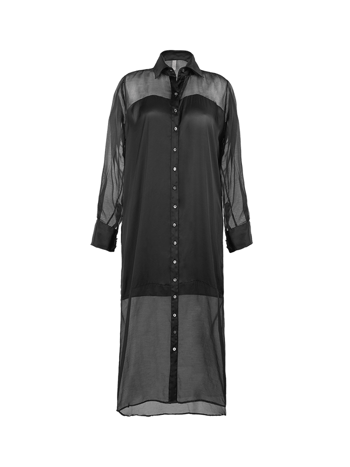 Josie shirt dress in black - ghost front view