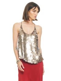 Scale Sequin Top Taupe