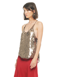 Scale Sequin Top Taupe