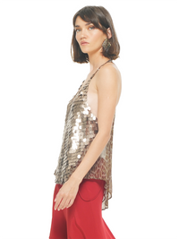 Scale Sequin Top Taupe