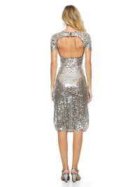Venus Midi Dress - Elegant Charcoal with Translucent Sequins
