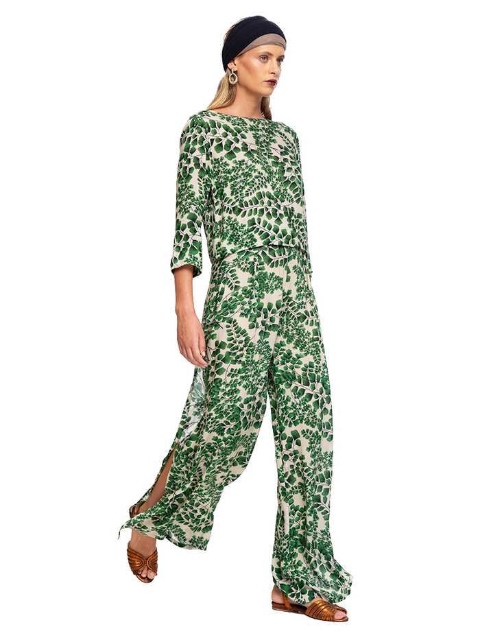 Wrap Pants in Fern Print