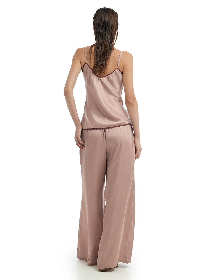 Lisa Pants in Wood Rose, styled with Melody Top in Wood Rose, back view - worn by model