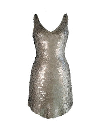 Prague sequin mini dress in taupe - ghost front view