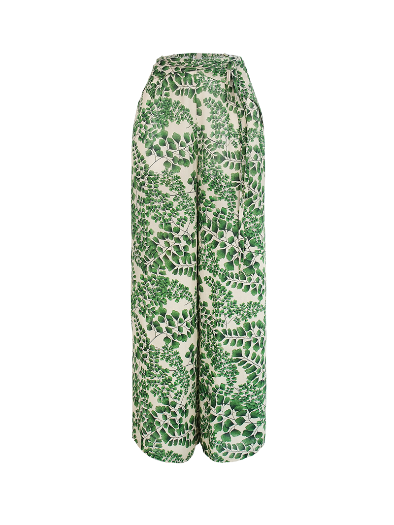 Wrap Pants in Fern Print