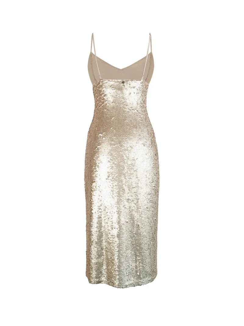 Manu dress in champagne color - ghost back view