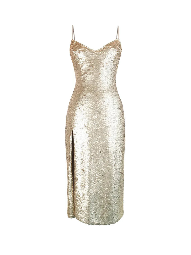 Manu dress in champagne color - ghost front view