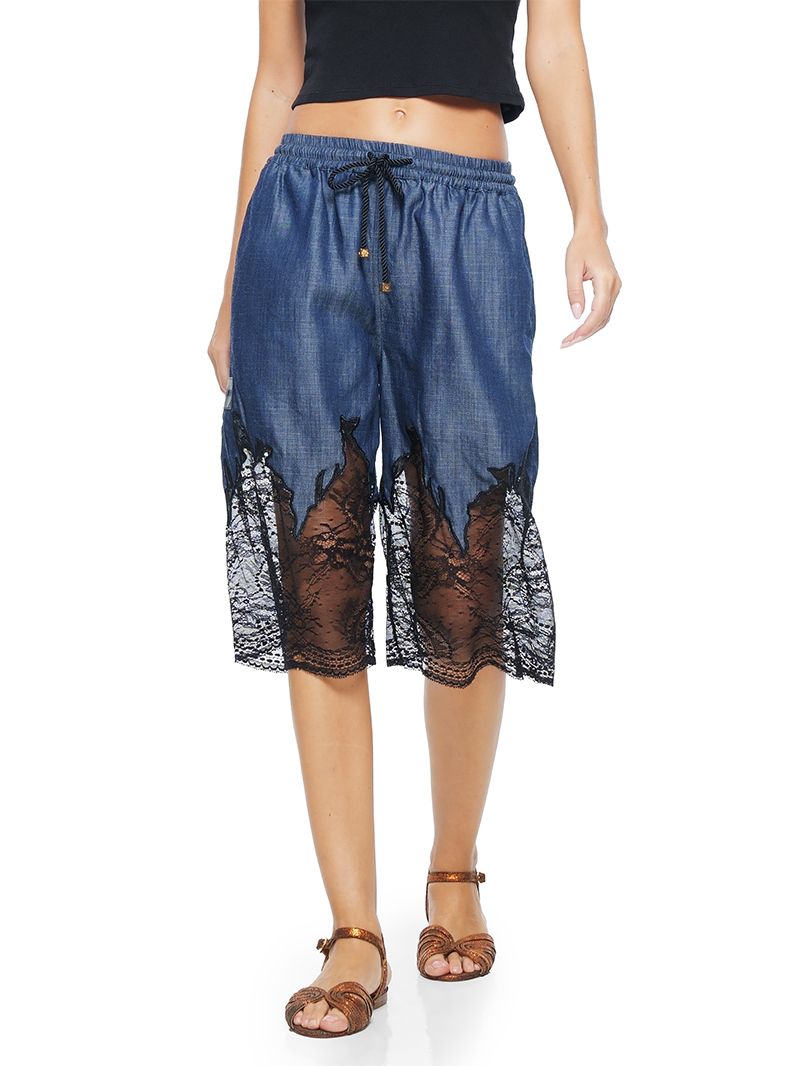 Mora culottes styled with Fama cropped top and Margot flats, front close view - worn by model