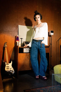 Catch Barrel Jeans Pants styled with Rama Top and Betty heels – worn by model