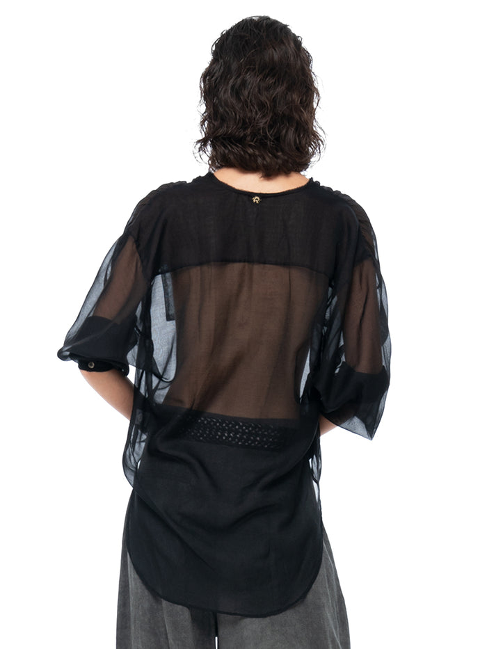 Silk Cotton Shirt Black