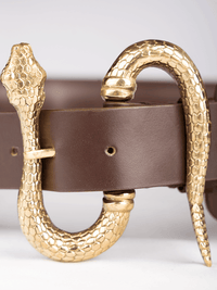 Snake leather brown belt - ghost front close view