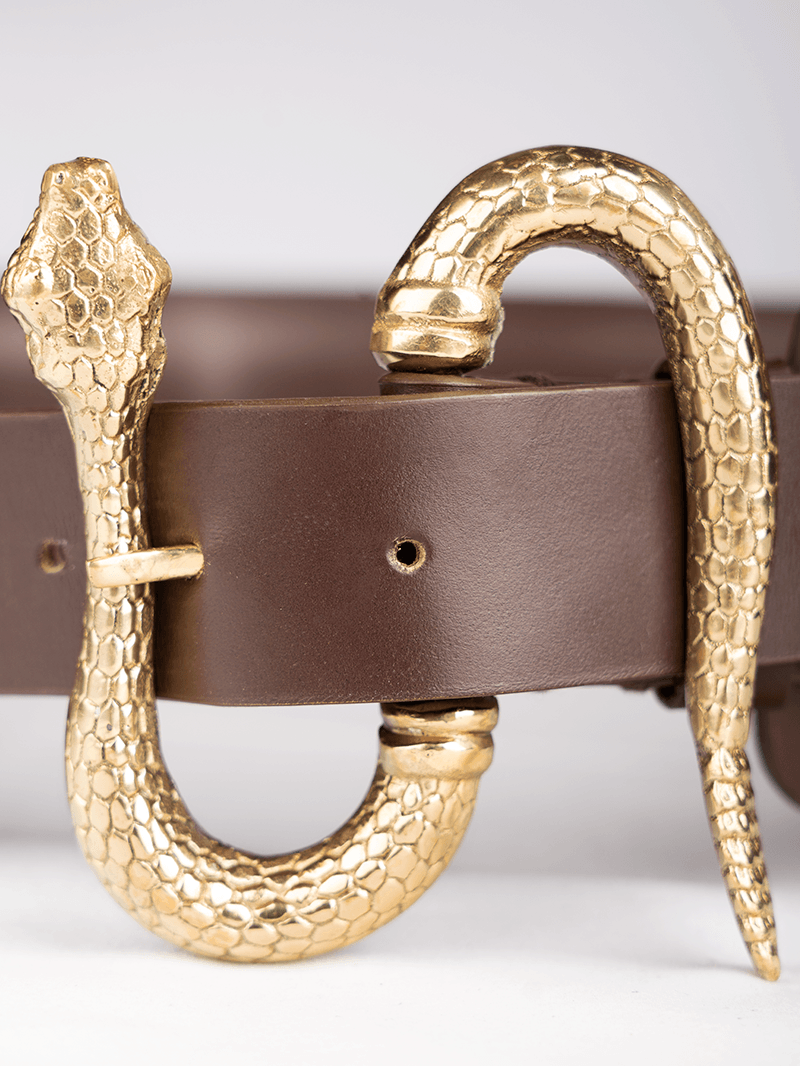Snake leather brown belt - ghost front close view
