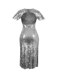 Venus beaded dress in charcoal - ghost front view