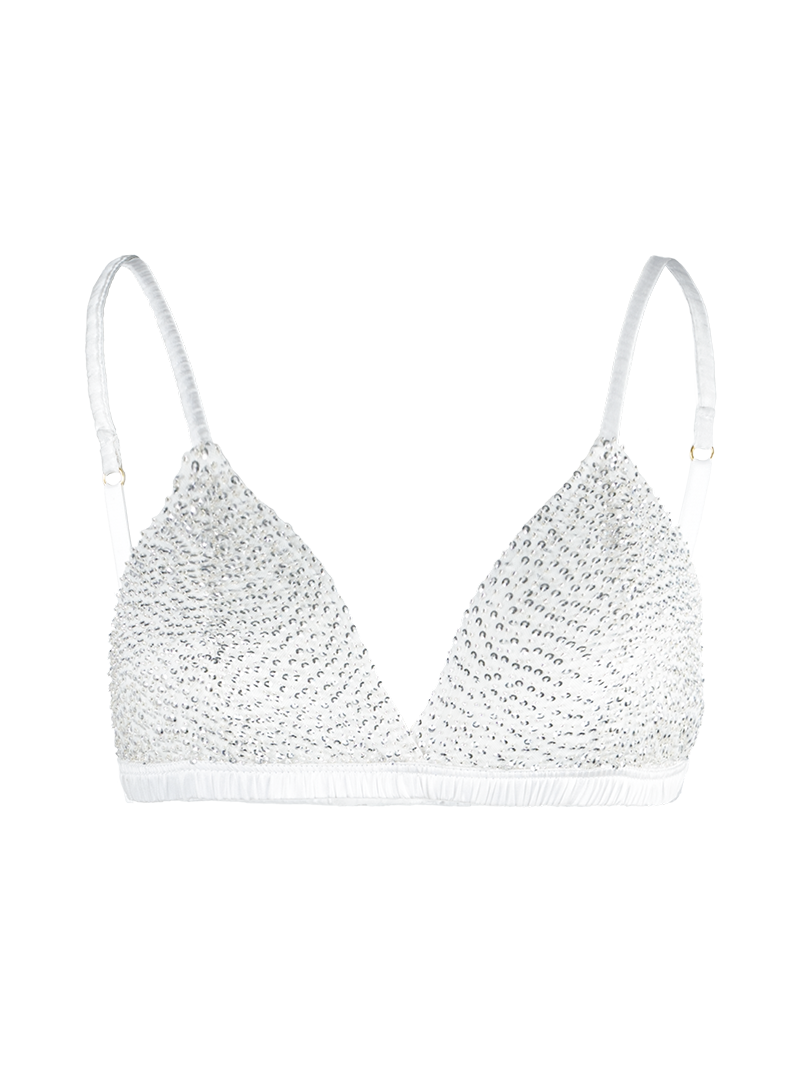 Alegra beaded bra in natural color - ghost front view