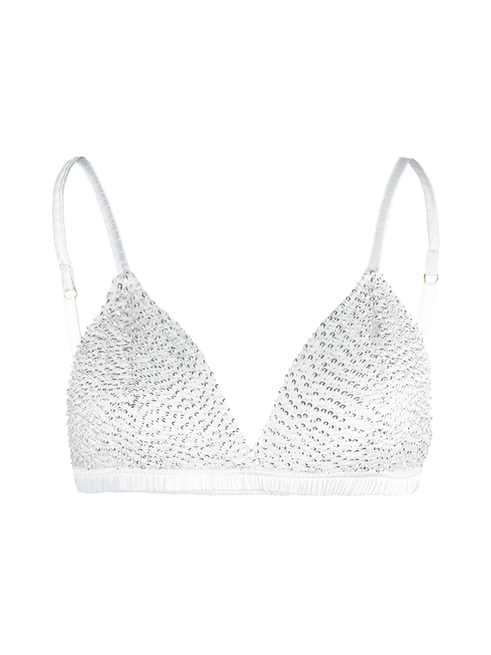 Alegra beaded bra in natural color - ghost front view