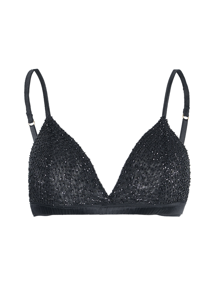 Alegra beaded bra in black - ghost front view