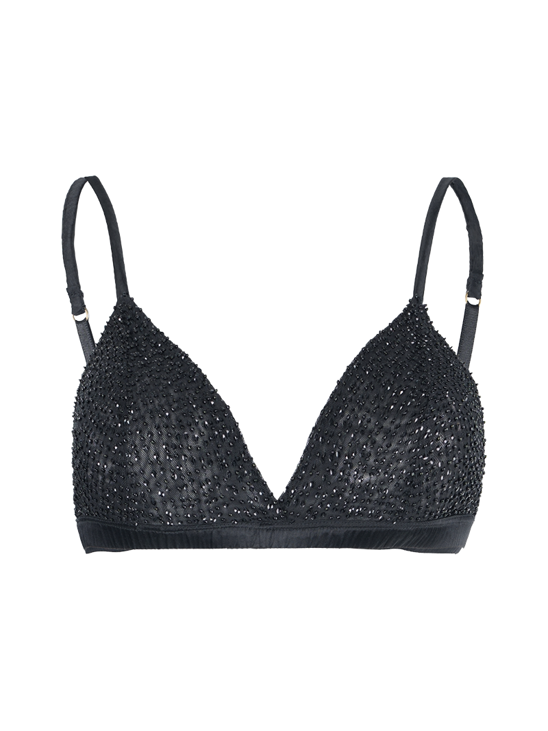 Alegra beaded bra in black - ghost front view