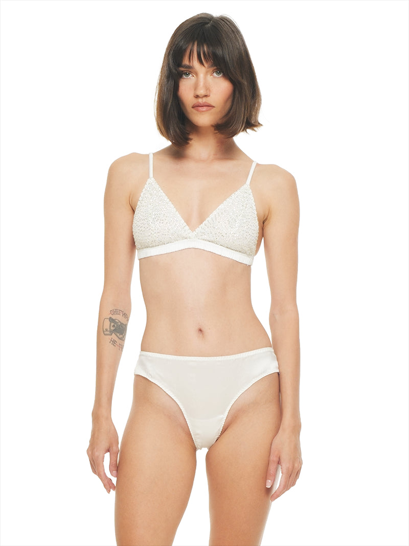 Alegra underwear in natural color, front view - worn by model