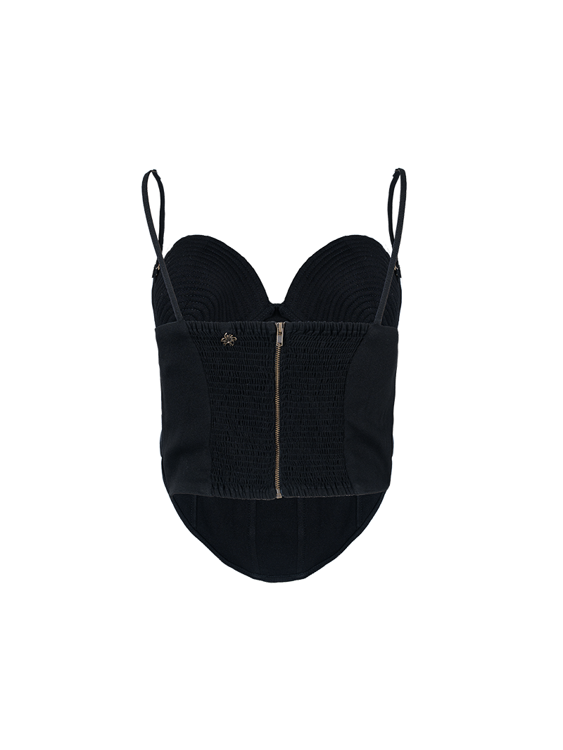 Angie bustier top in black - ghost front view