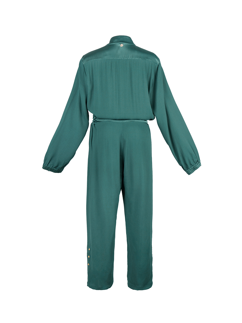 Berlin jumpsuit in pine green - ghost back view