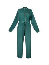 Berlin jumpsuit in pine green - ghost front view