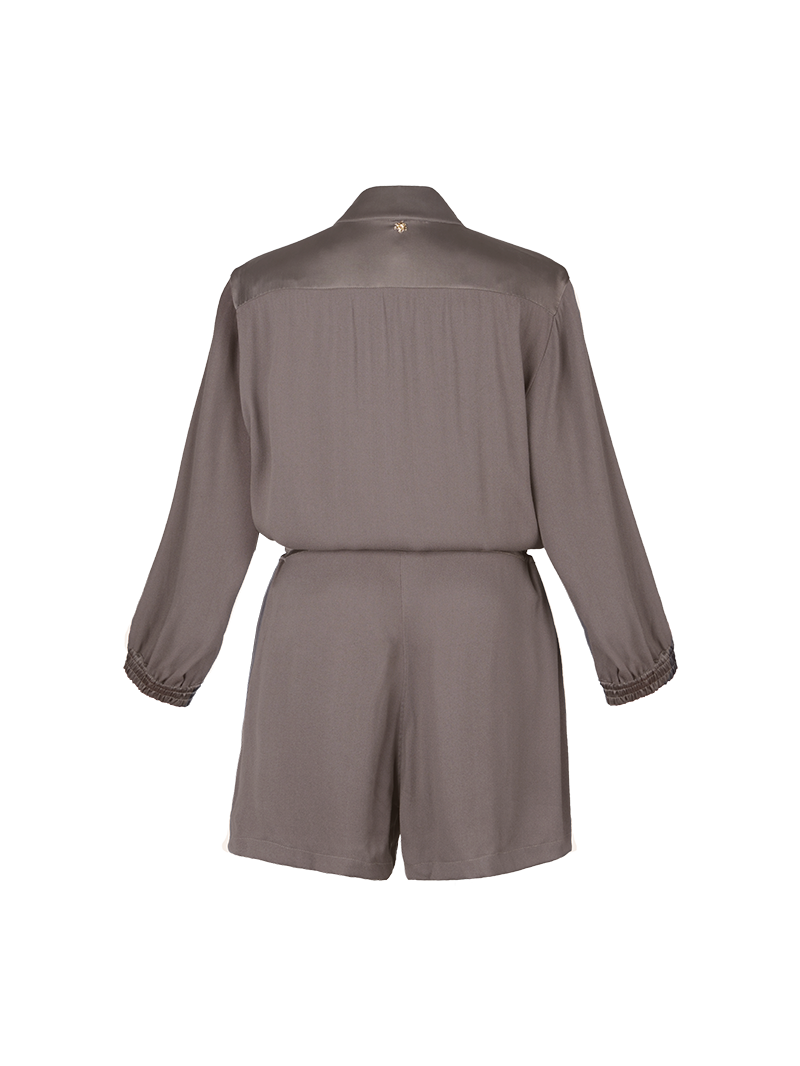 Berlin playsuit in elephant warm grey taupe - ghost back view