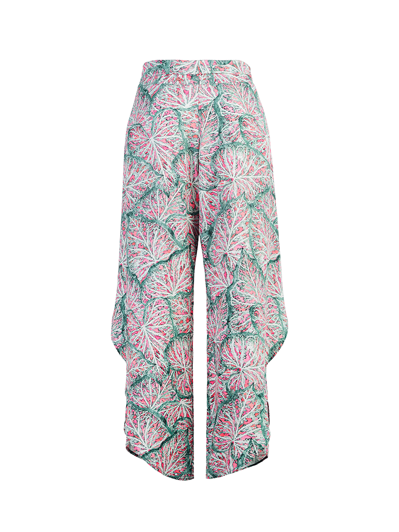 Dalia pants in caladium print - ghost front view