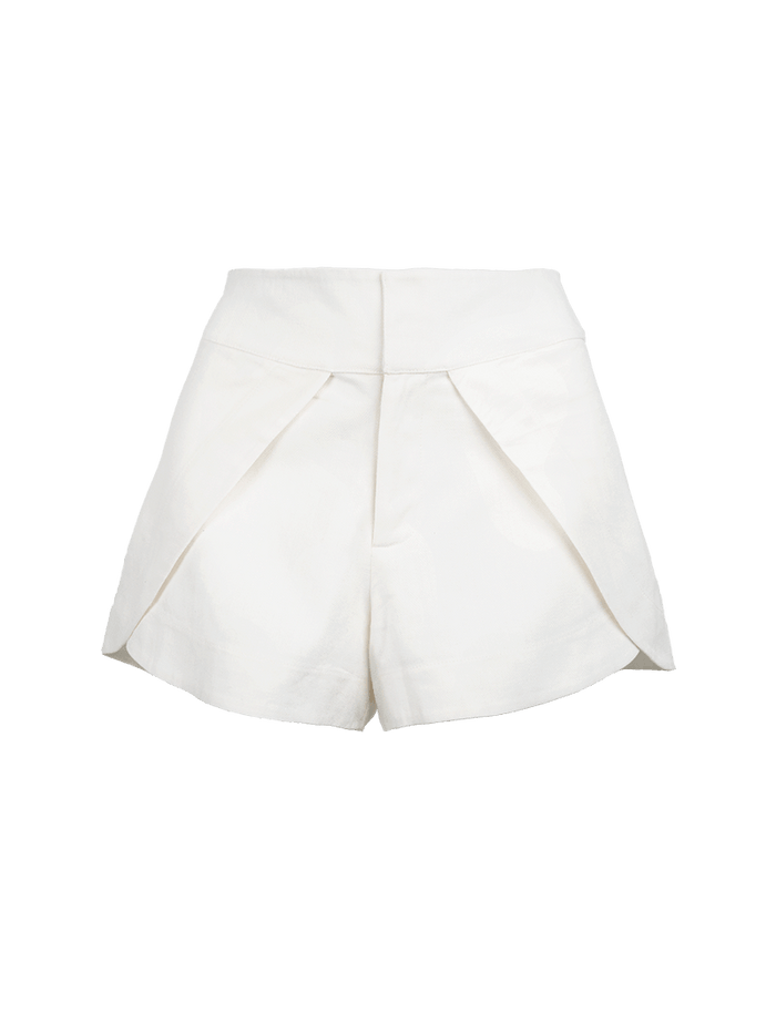 DIan linen shorts in Natural color - ghost front view