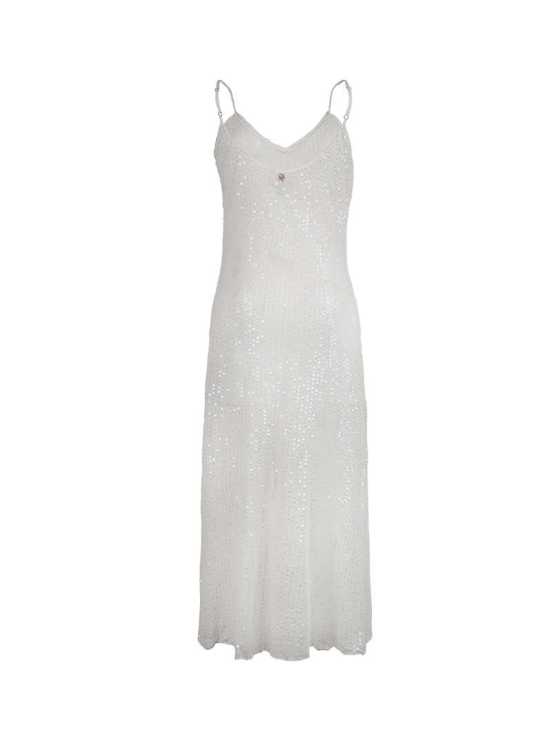 Dily sequin midi dress in natural - ghost back view