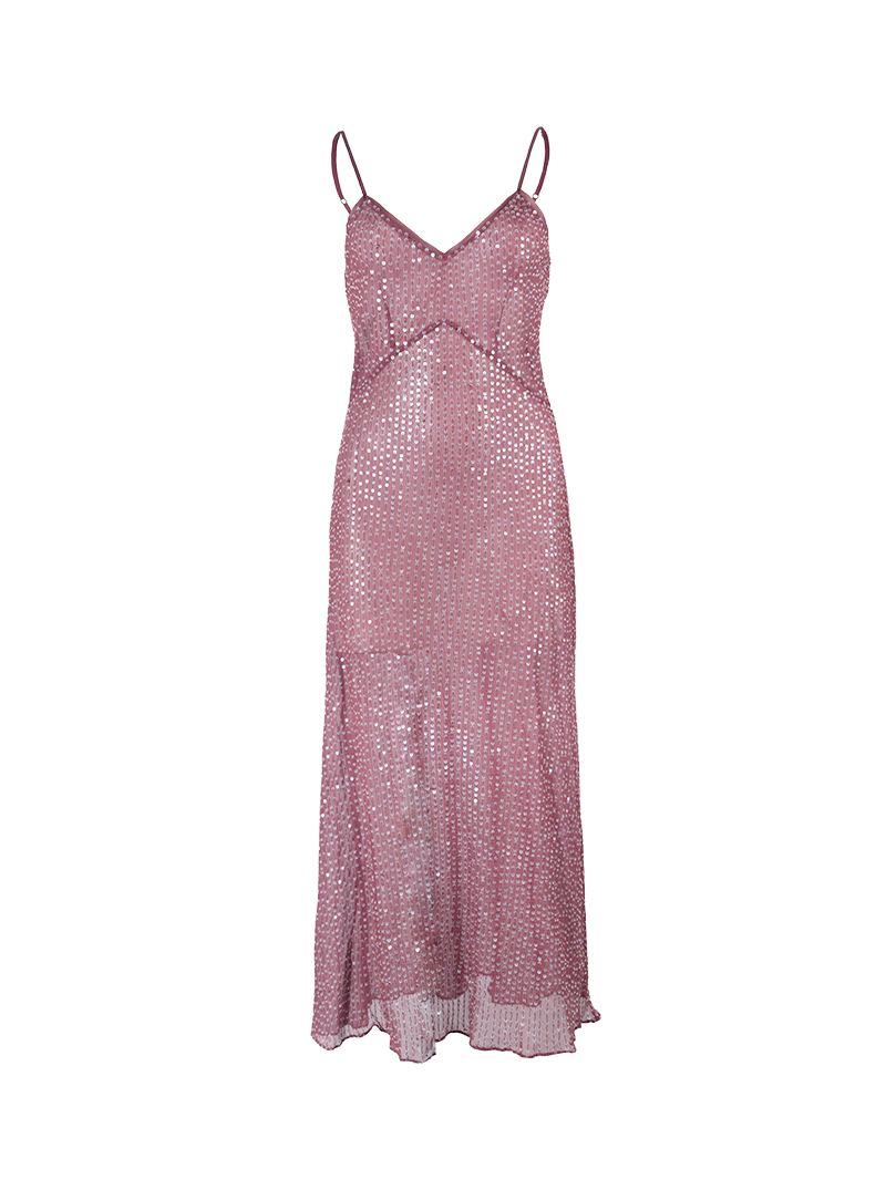 Dily sequin midi dress in wine - ghost front view