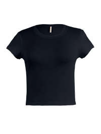 Fama crop t-shirt in black - ghost front view