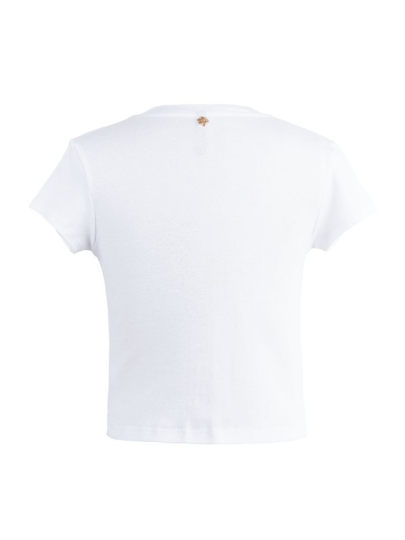 Fama Top, cotton t-shirt in white color - ghost front view