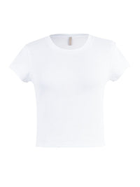 Fama Top, cotton t-shirt in white color - ghost front view