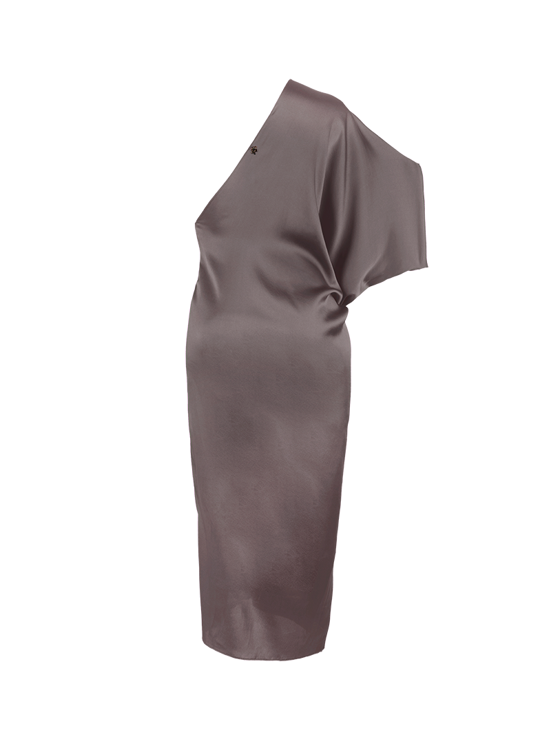 Ganesha midi dress in elephant warm grey-beige - ghost back view