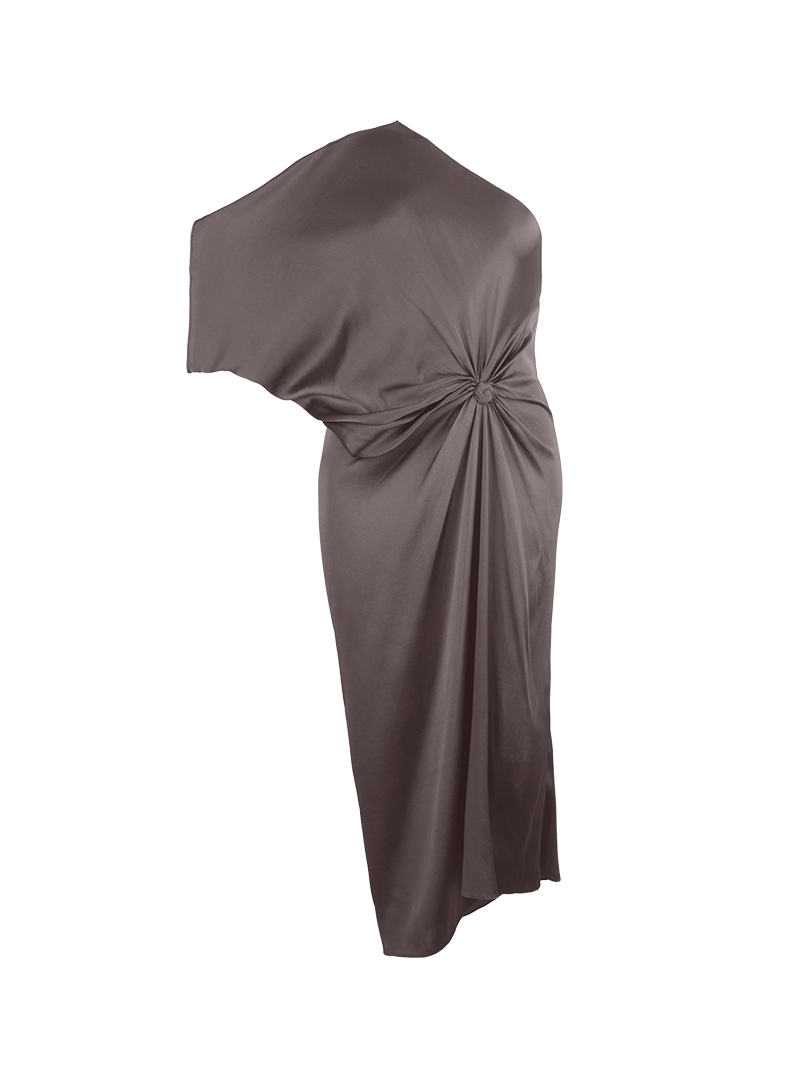 Ganesha midi dress in elephant warm grey-beige - ghost front view