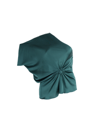 Ganesha one-shoulder top in pine green - ghost front view