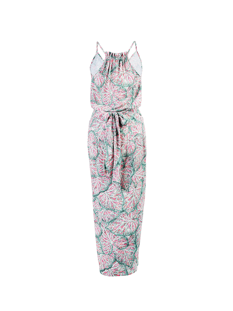 Gauri midi dress in caladium print - ghost back view
