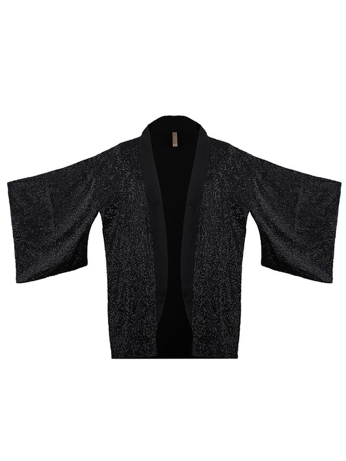 Geisha black beaded kimono - ghost front view