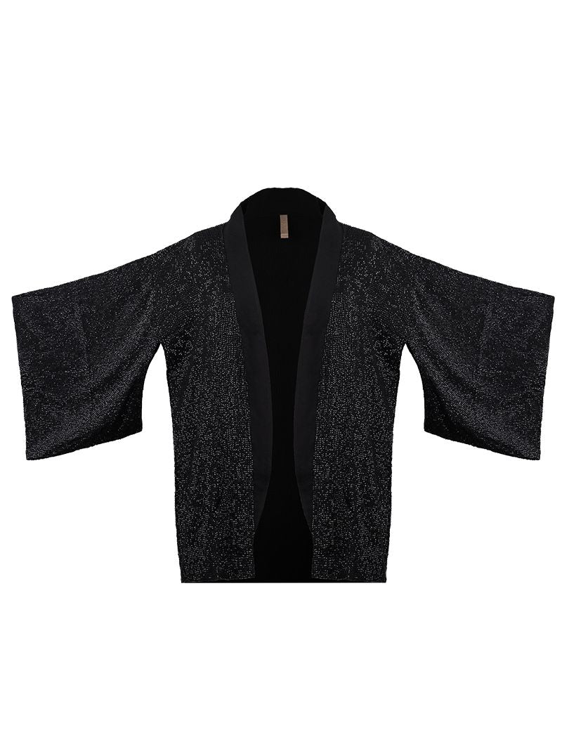 Geisha black beaded kimono - ghost front view