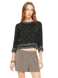 Giselle Beaded Top Black